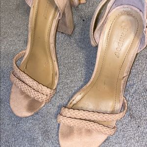 Blush braided chunky heels